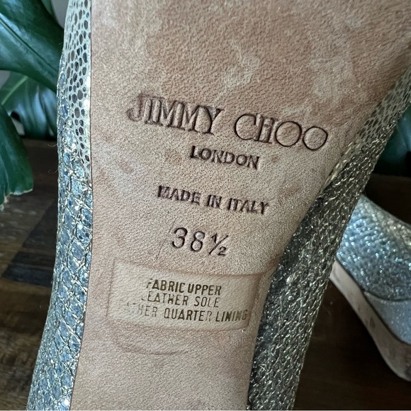 Jimmy Choo Luna Glitter Peep Toe Platform High Heel Pumps EU38.5 US8.5 - Picture 13 of 17